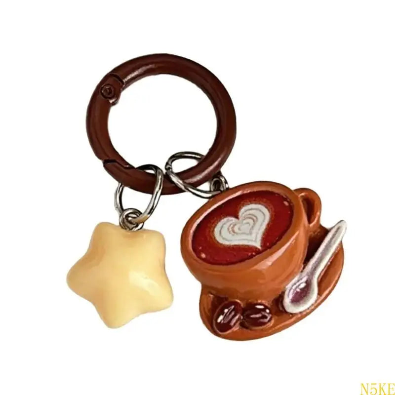 Creative Coffee Shop Star Keychain Unique Design