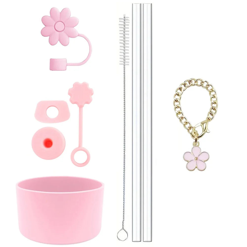 Tumbler Accessory Set with Flowers