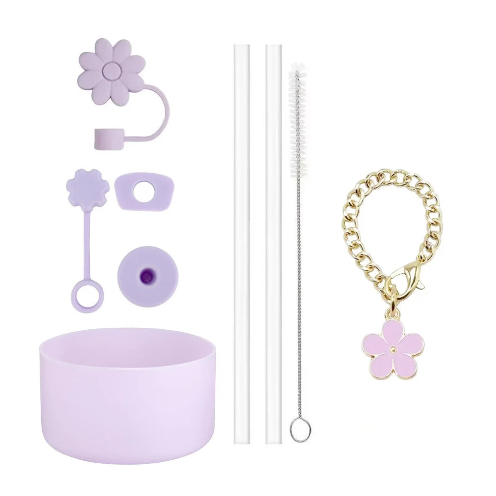 Tumbler Accessory Set with Flowers