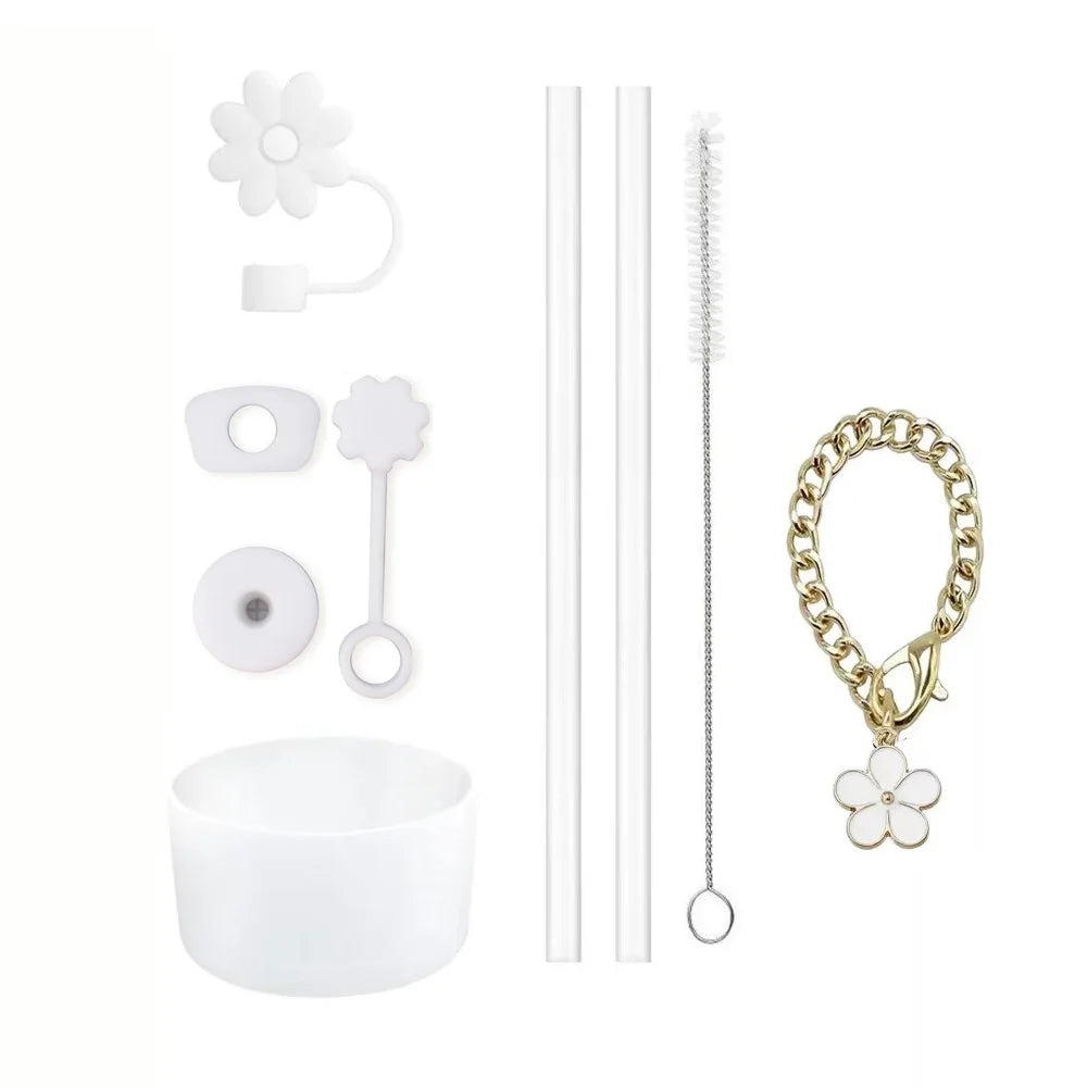 Tumbler Accessory Set with Flowers
