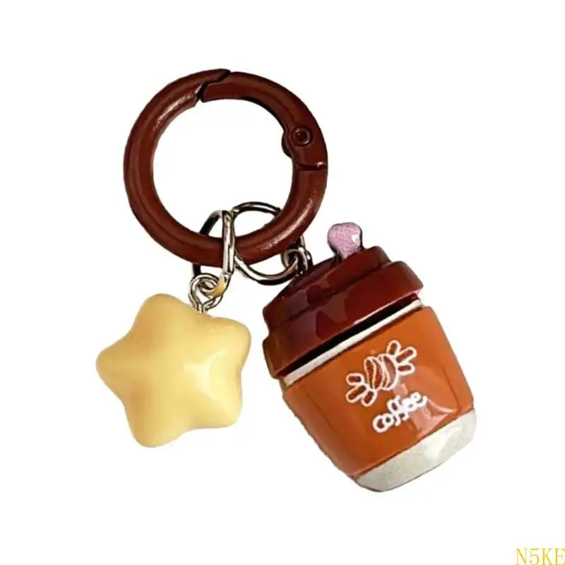 Creative Coffee Shop Star Keychain Unique Design