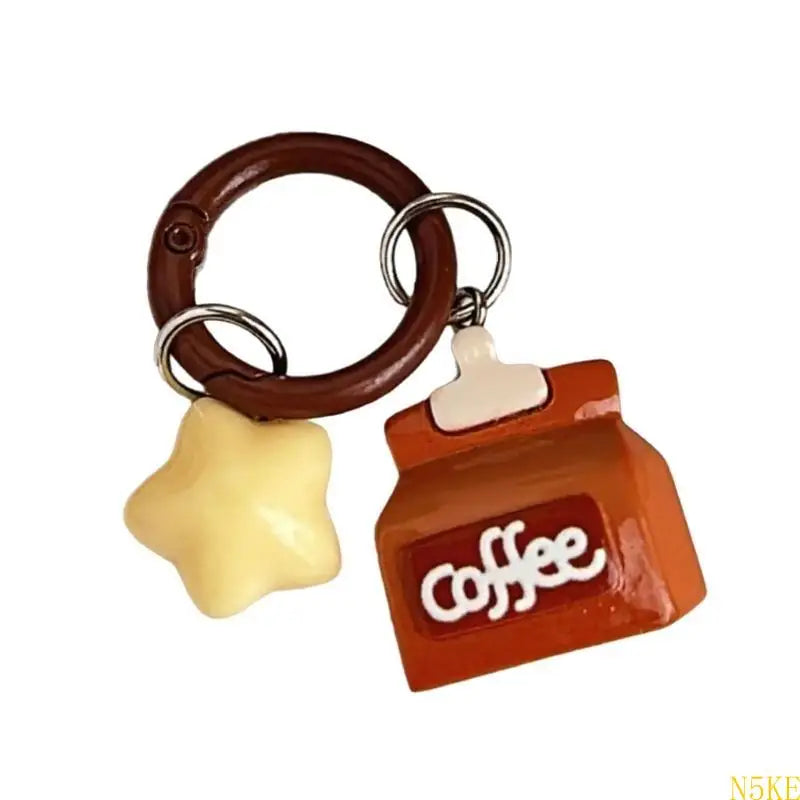 Creative Coffee Shop Star Keychain Unique Design