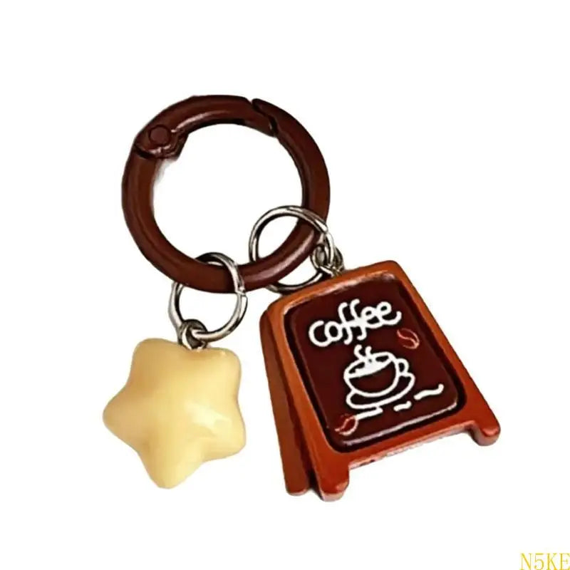 Creative Coffee Shop Star Keychain Unique Design
