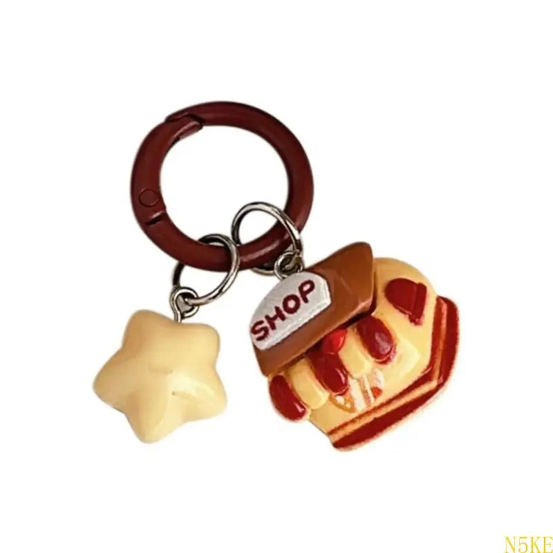 Creative Coffee Shop Star Keychain Unique Design