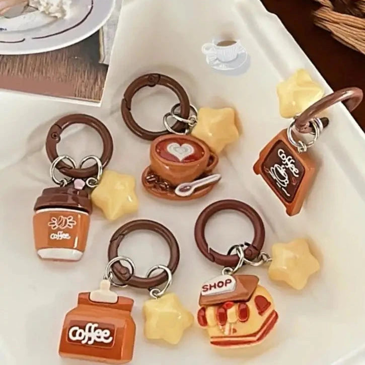 Creative Coffee Shop Star Keychain Unique Design