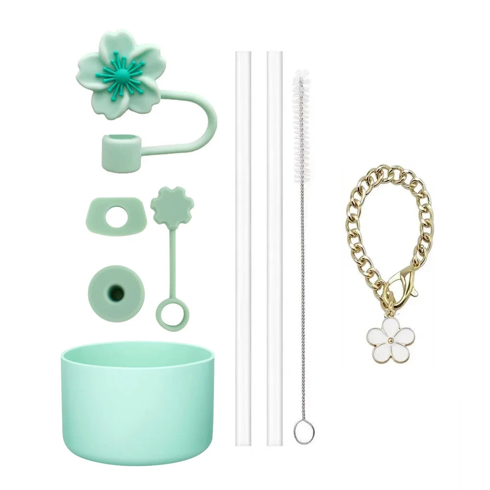 Tumbler Accessory Set with Flowers