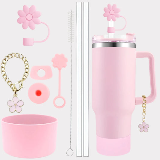 Tumbler Accessory Set with Flowers