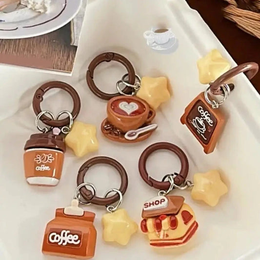 Creative Coffee Shop Star Keychain Unique Design